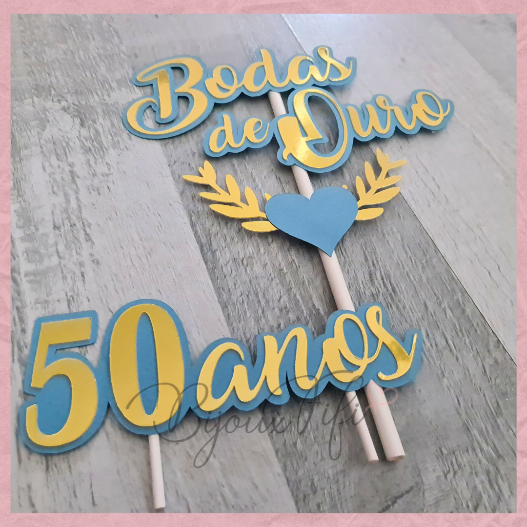 Topo de Bolo "Bodas de Ouro"
