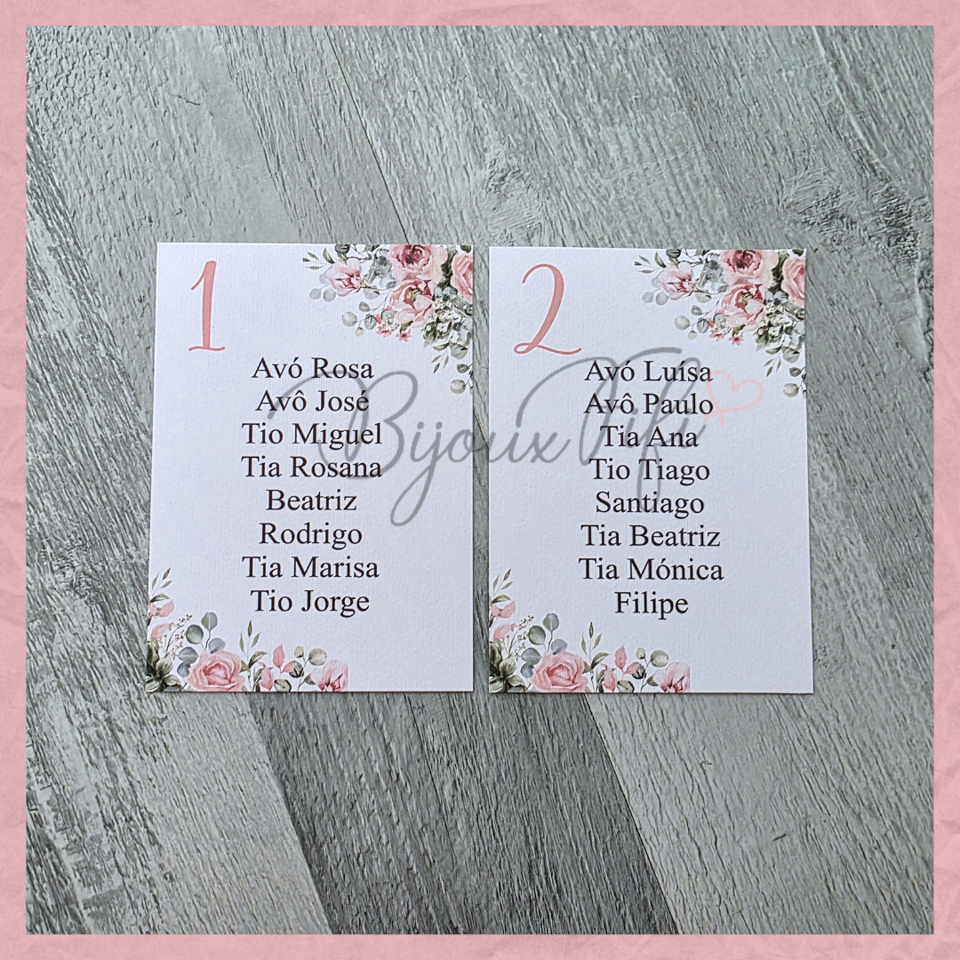 Cartões Seating Plan "Old Rose"