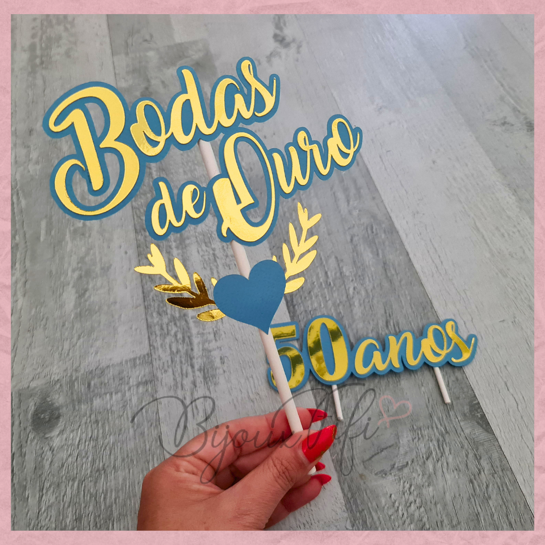 Topo de Bolo "Bodas de Ouro"