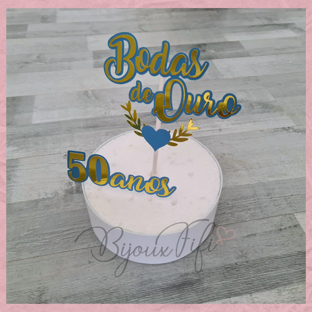 Topo de Bolo "Bodas de Ouro"