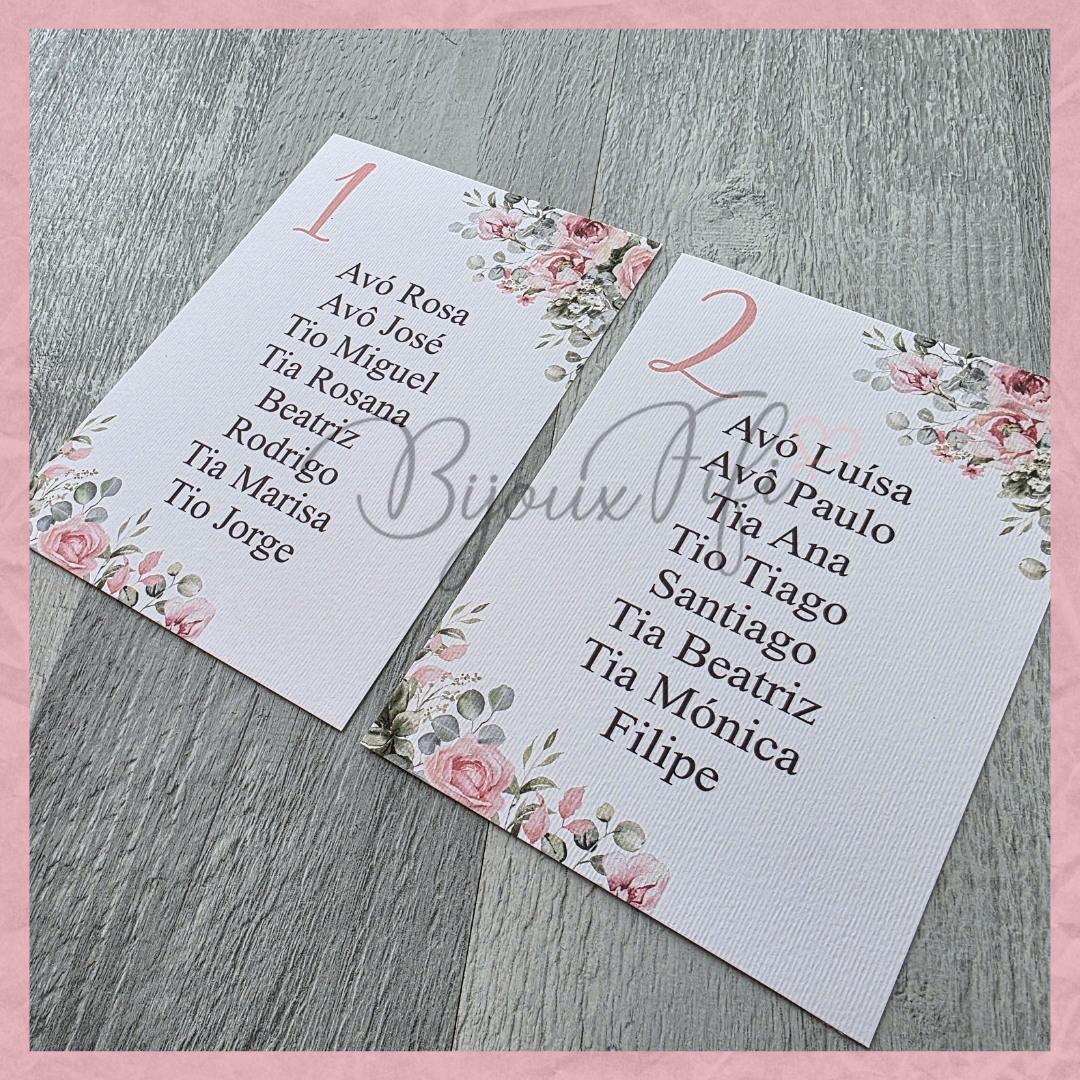 Cartões Seating Plan "Old Rose"