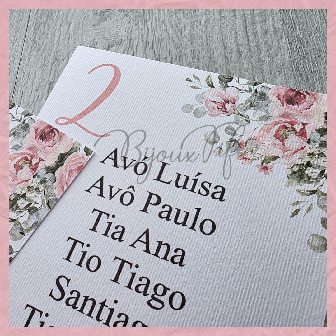 Cartões Seating Plan "Old Rose"