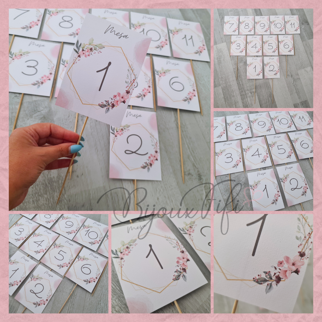 Marcador de Mesa COM PAU "Romantic Rose"