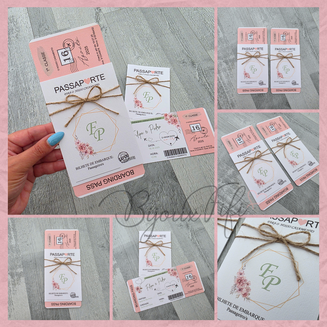 Convite Wedding Passaporte "Sweet Love Fly"
