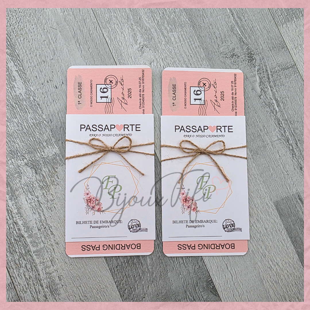 Convite Wedding Passaporte "Sweet Love Fly"