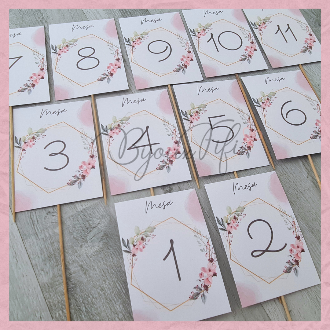 Marcador de Mesa COM PAU "Romantic Rose"