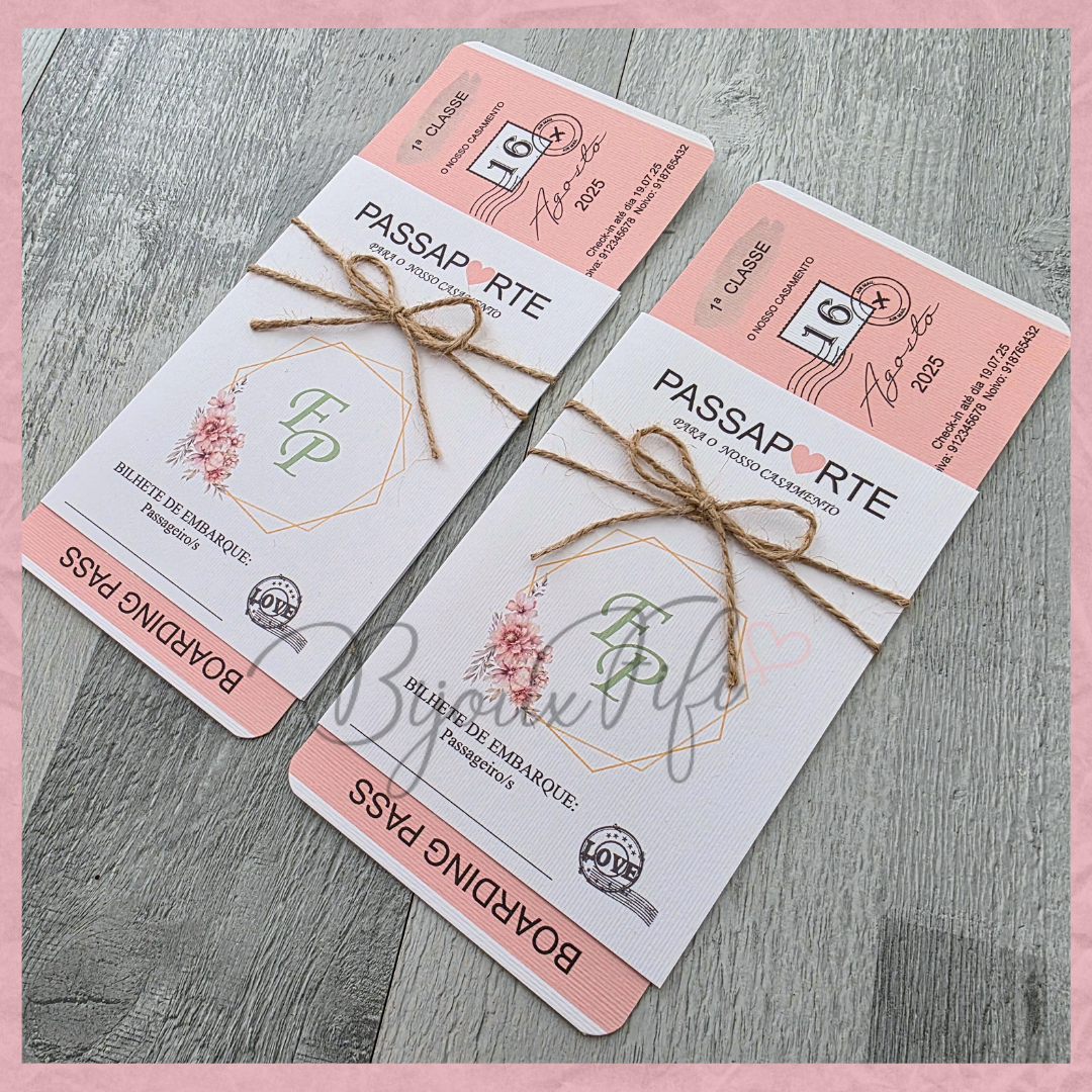 Convite Wedding Passaporte "Sweet Love Fly"