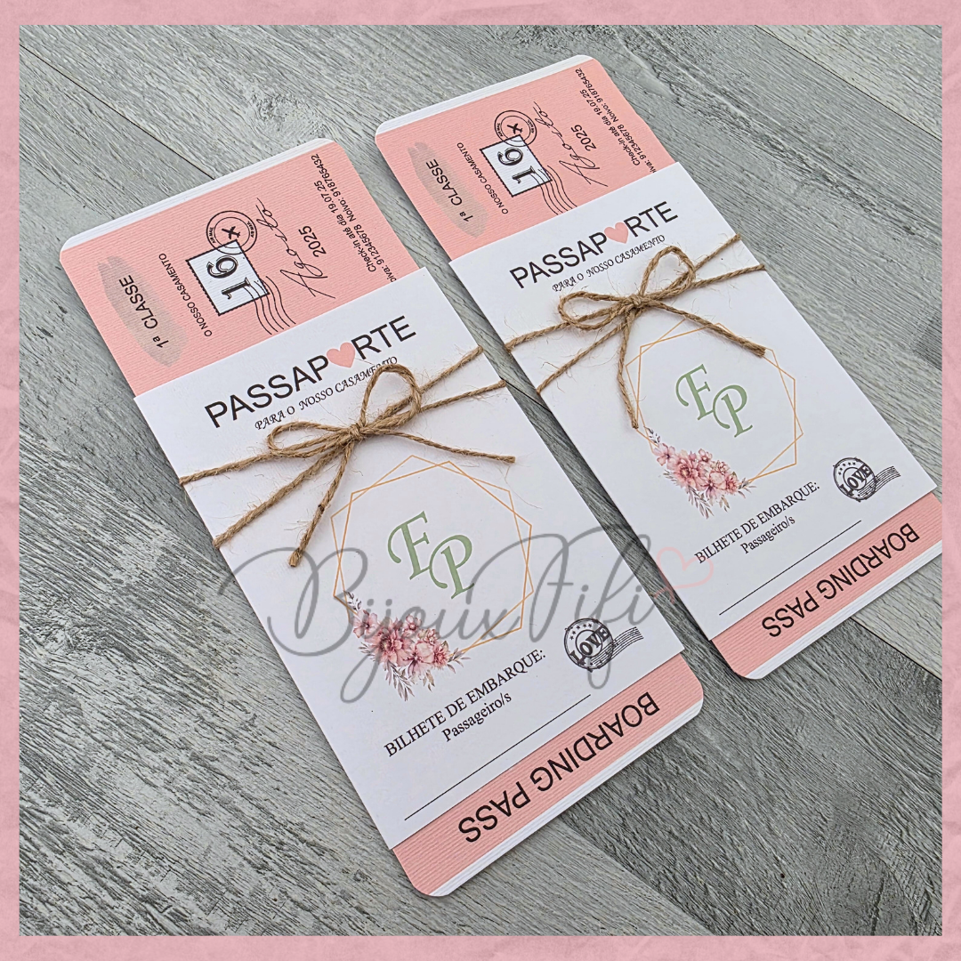 Convite Wedding Passaporte "Sweet Love Fly"