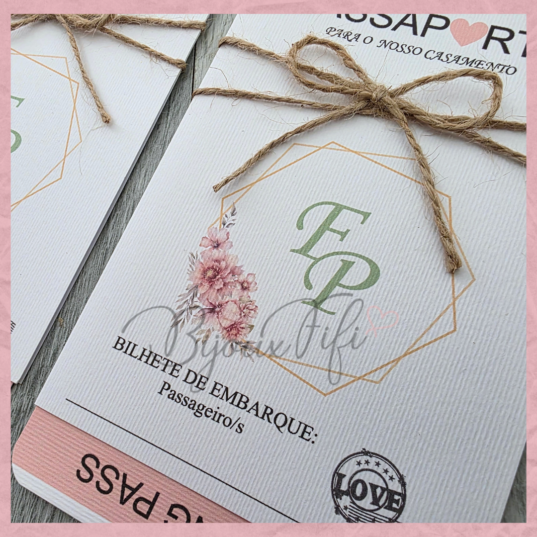 Convite Wedding Passaporte "Sweet Love Fly"