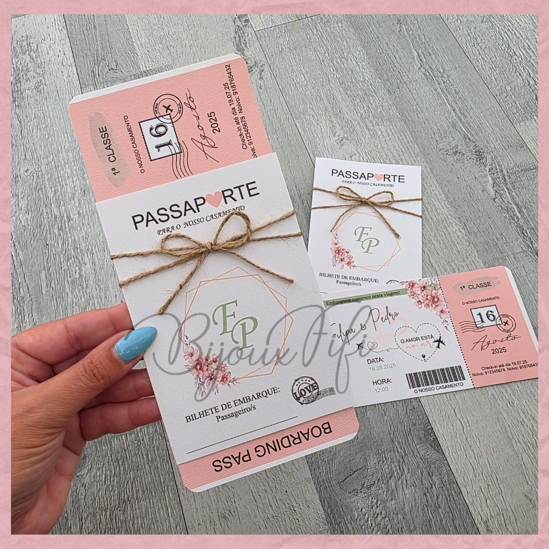 Convite Wedding Passaporte "Sweet Love Fly"