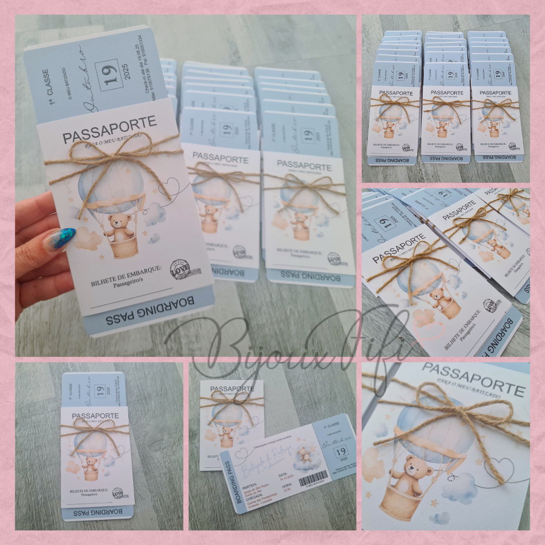 Convite Passaporte "Teddy Blue"