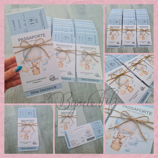 Convite Passaporte "Teddy Blue"