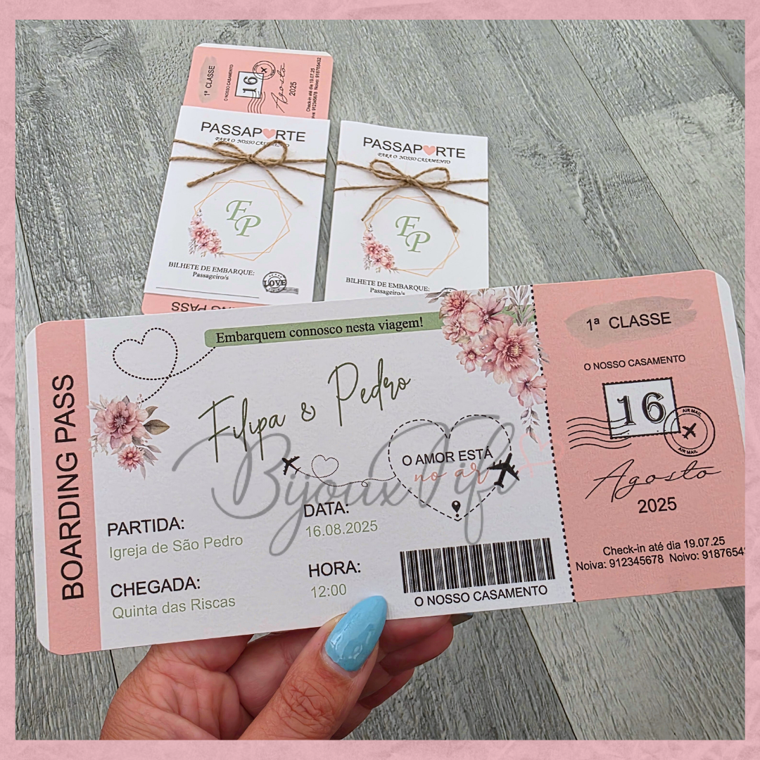 Convite Wedding Passaporte "Sweet Love Fly"