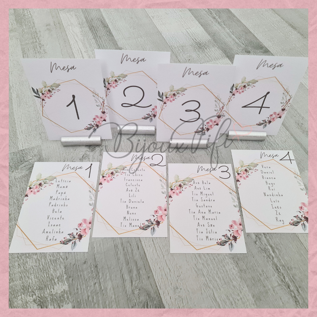 Marcador de Mesa com base "Romantic Rose"