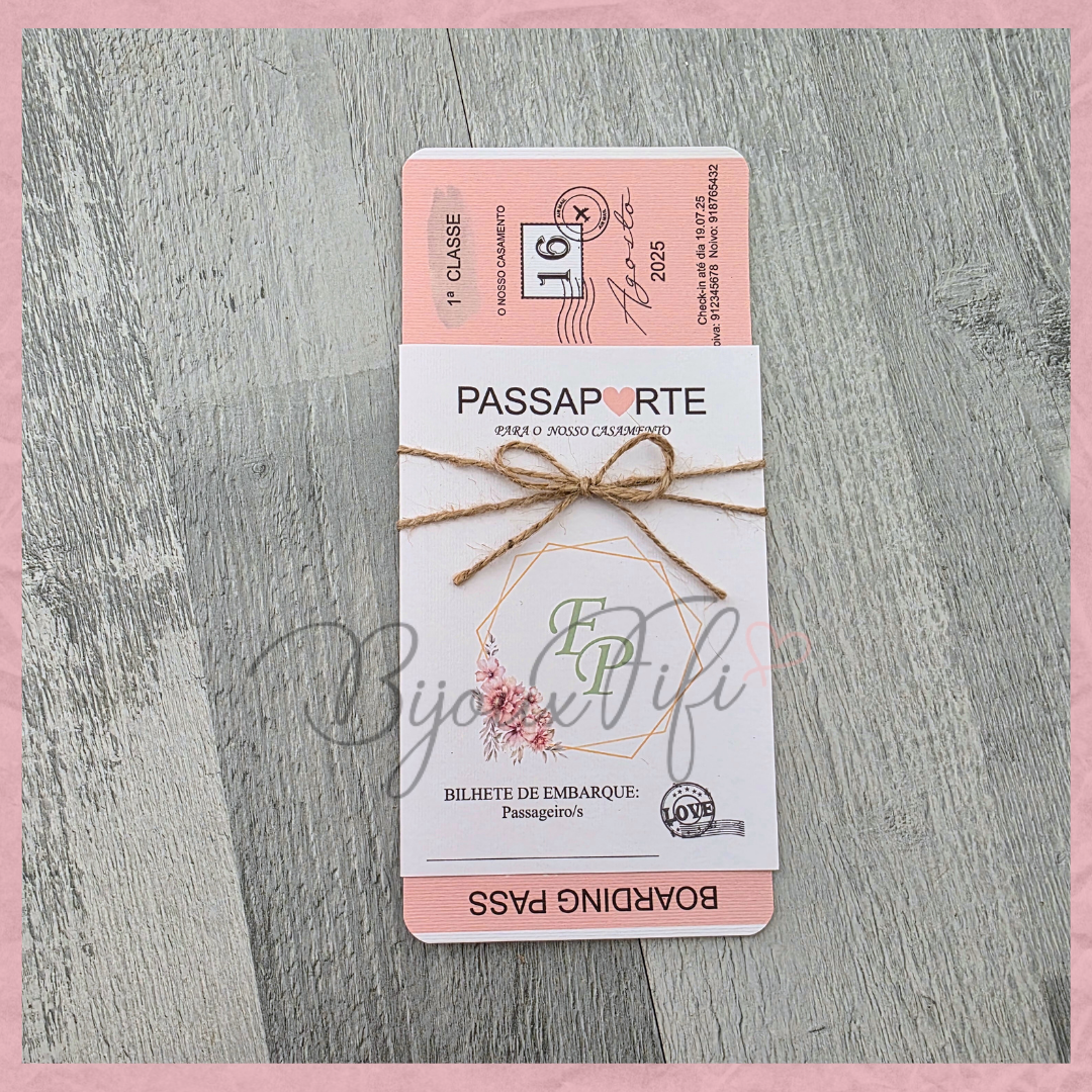Convite Wedding Passaporte "Sweet Love Fly"