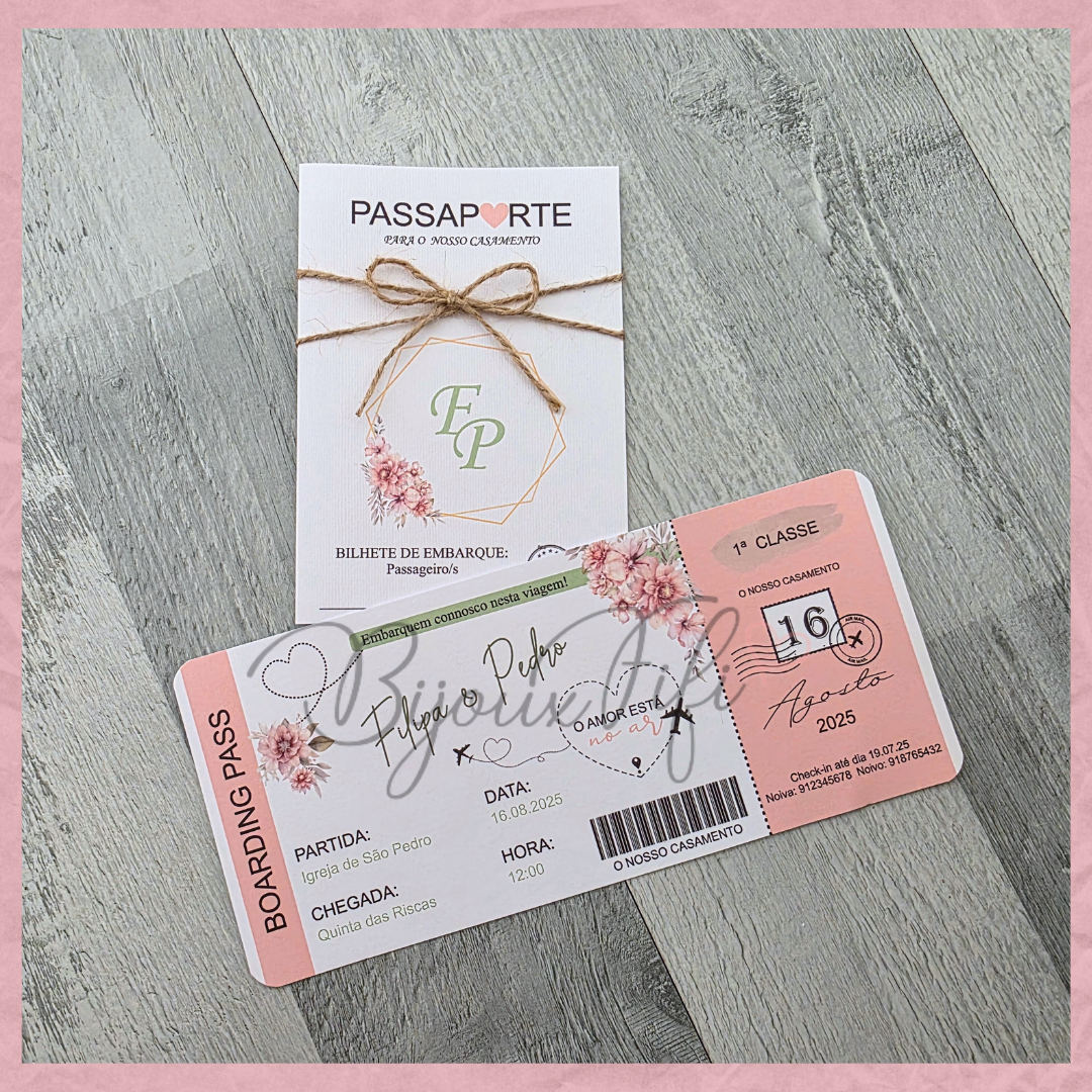 Convite Wedding Passaporte "Sweet Love Fly"