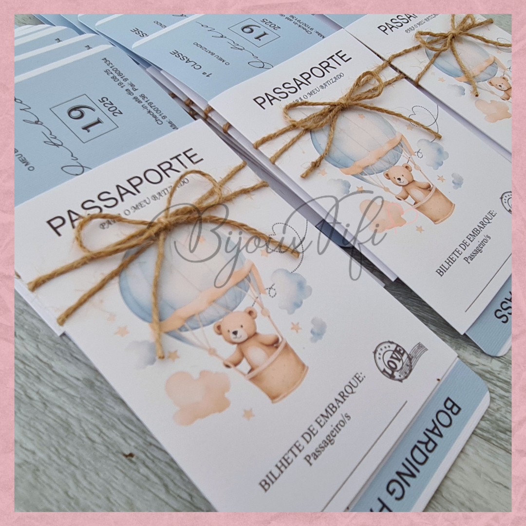Convite Passaporte "Teddy Blue"