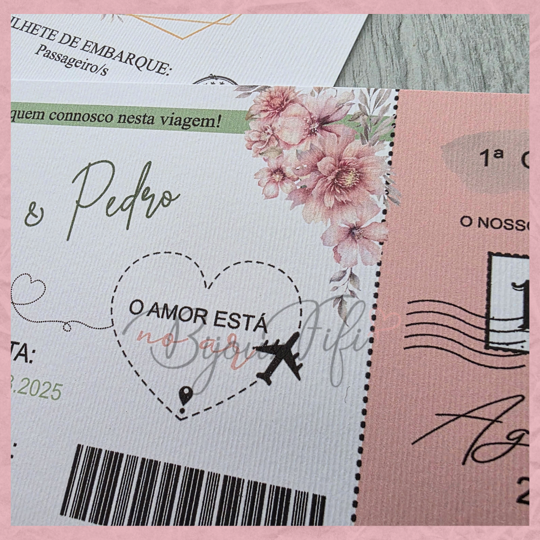 Convite Wedding Passaporte "Sweet Love Fly"