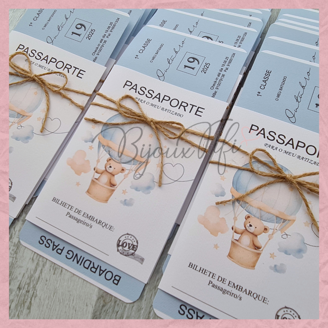 Convite Passaporte "Teddy Blue"