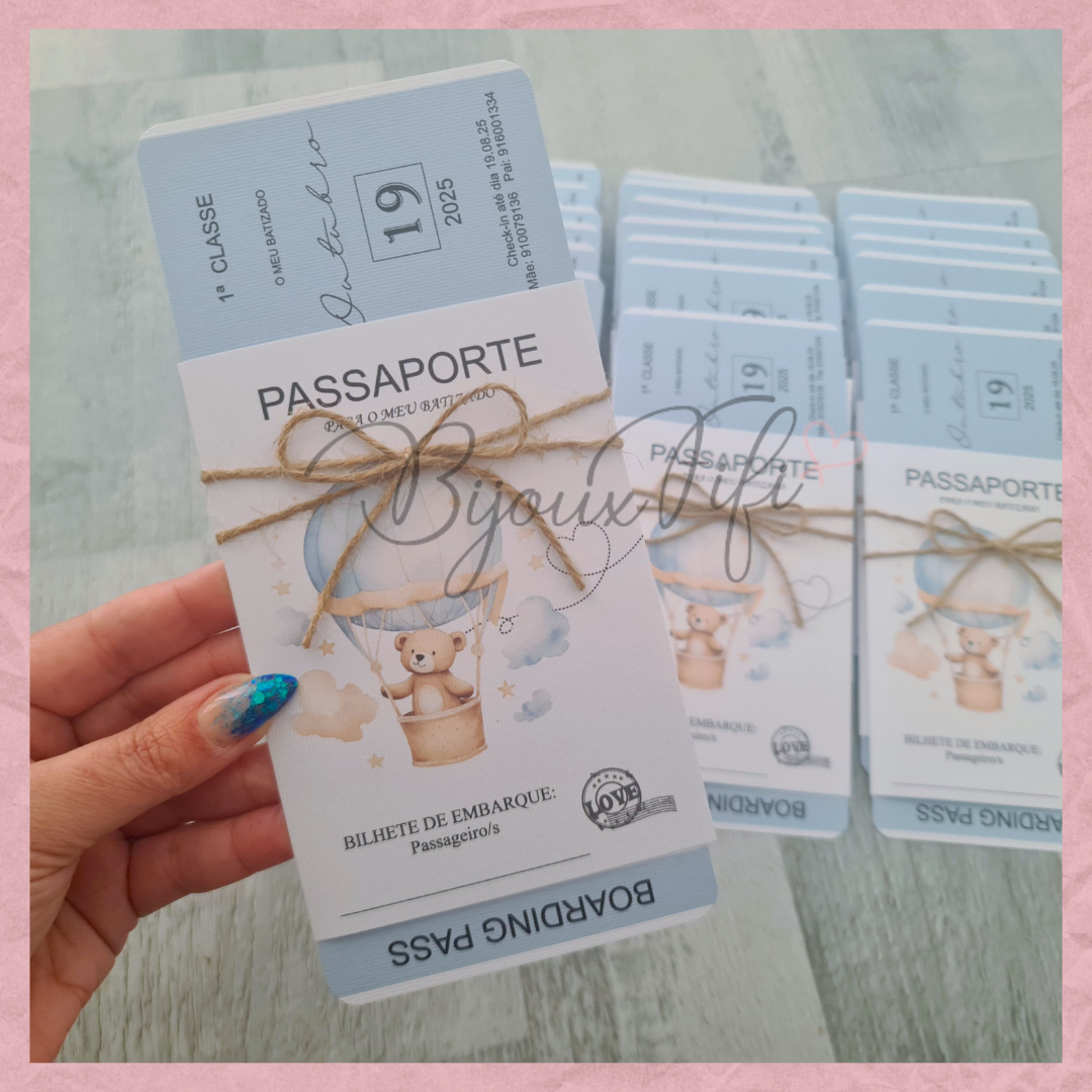 Convite Passaporte "Teddy Blue"