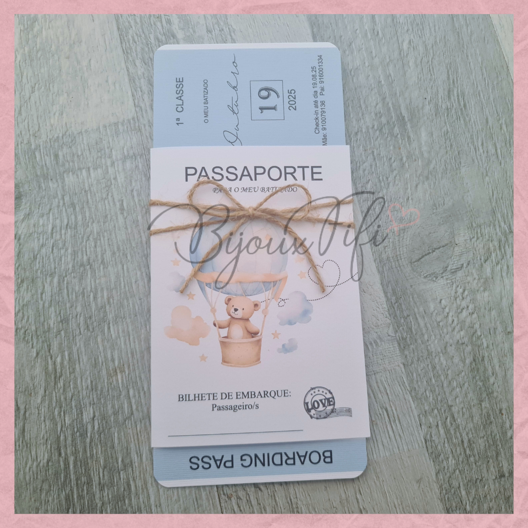 Convite Passaporte "Teddy Blue"