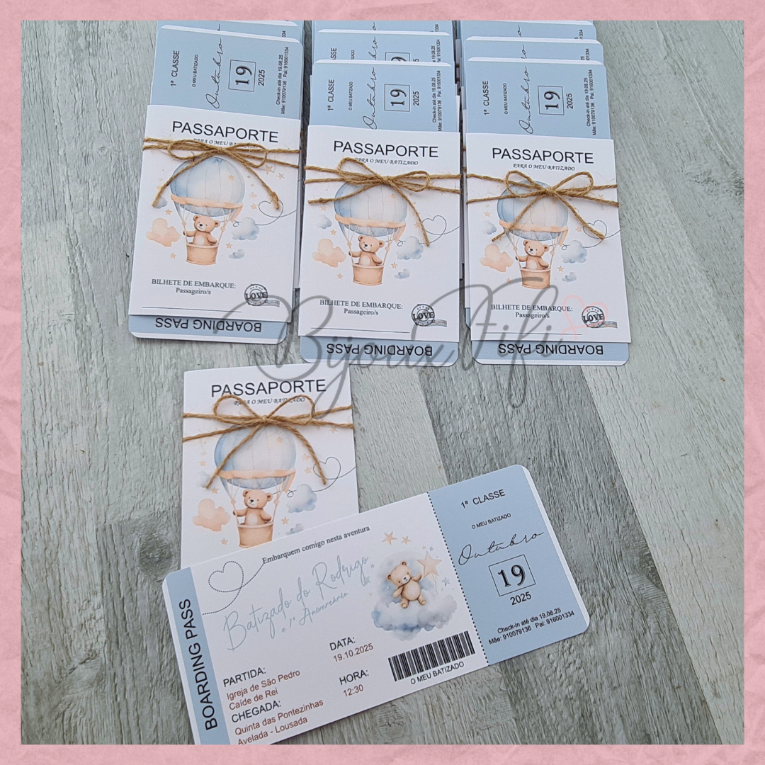 Convite Passaporte "Teddy Blue"
