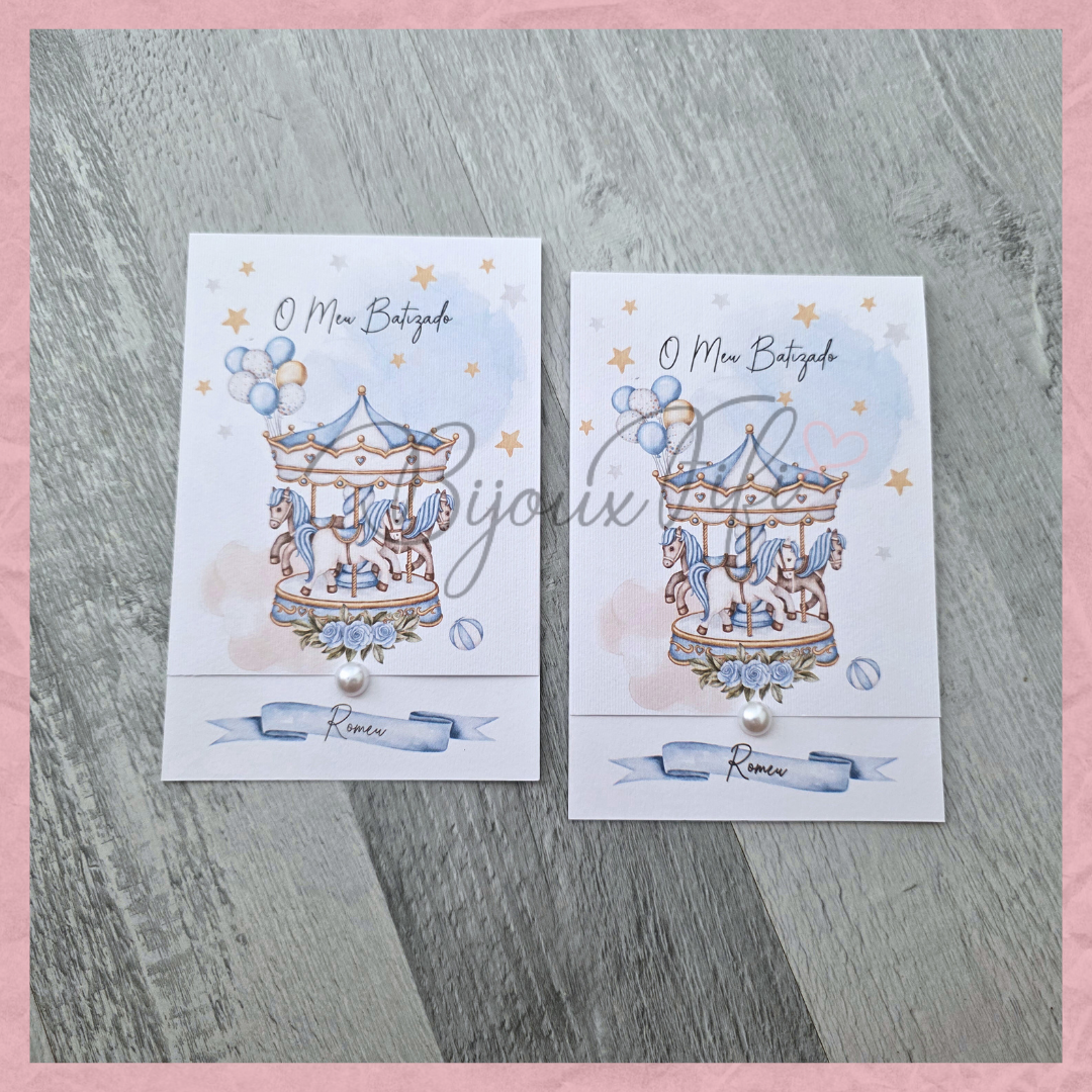 Convite dobrado "Fun Park" Blue