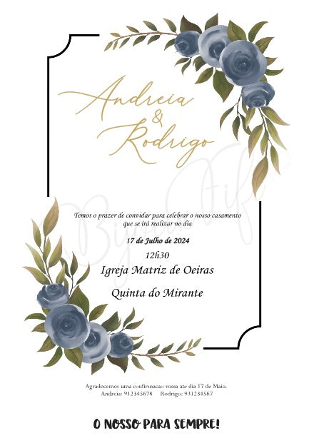 Convite Digital Wedding "Oxford Blue"