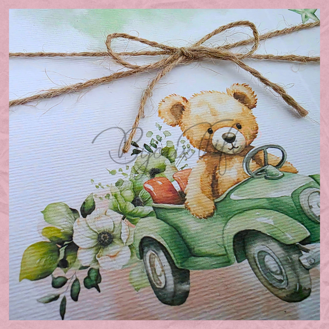 Convite dobrado "Teddy Green"