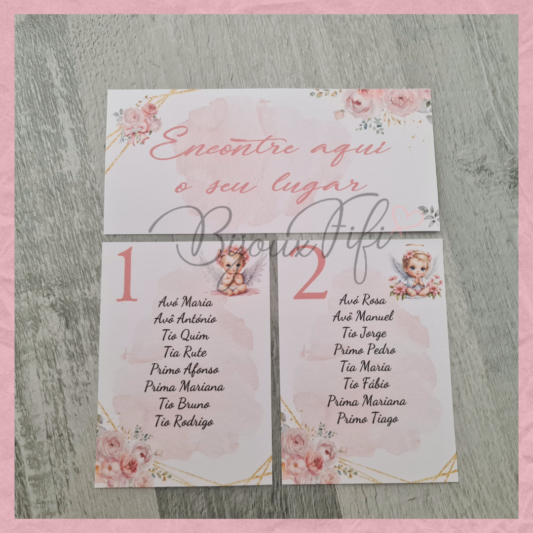 Cartões Seating Plan "Cute Angel" Rose