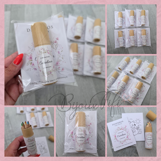 Pack 6 Lápis de cor + desenhos "WildFlowers Rose"