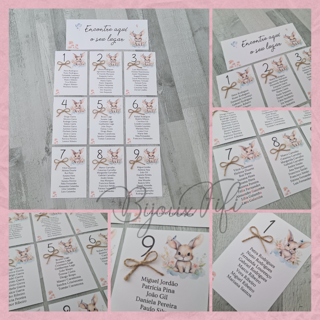 Cartões Seating Plan "Pretty Bunny"