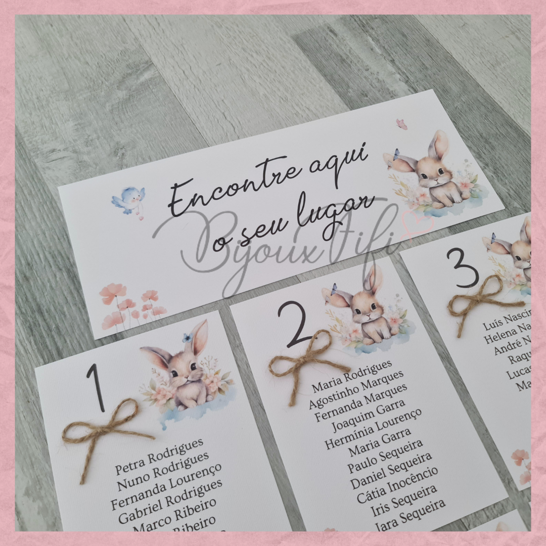 Cartões Seating Plan "Pretty Bunny"