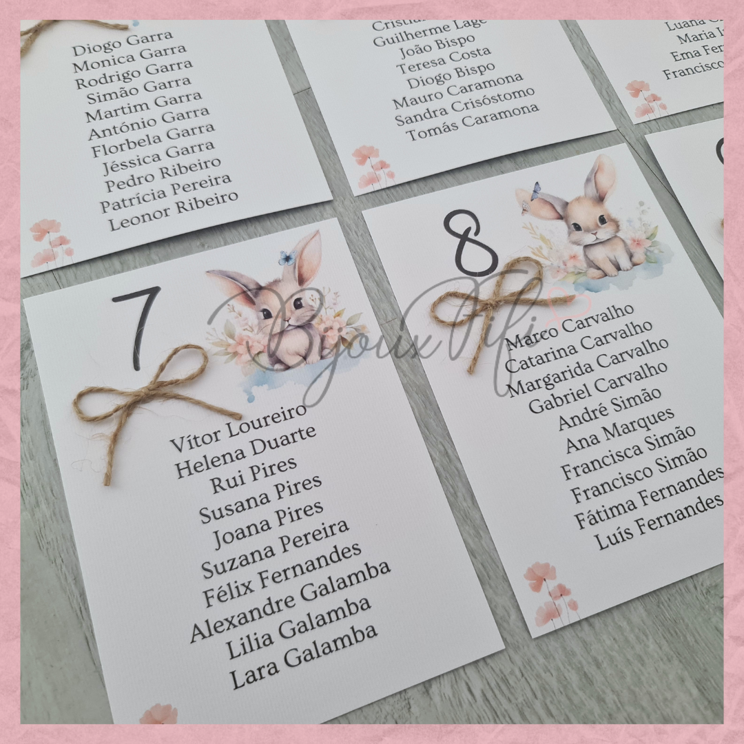 Cartões Seating Plan "Pretty Bunny"