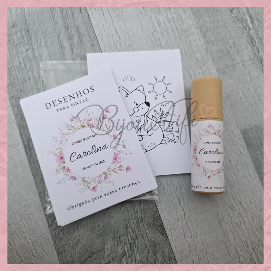 Pack 6 Lápis de cor + desenhos "WildFlowers Rose"