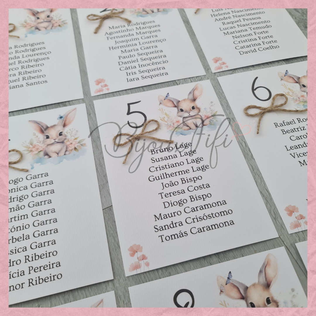 Cartões Seating Plan "Pretty Bunny"