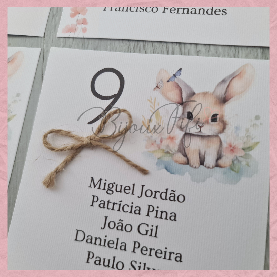 Cartões Seating Plan "Pretty Bunny"