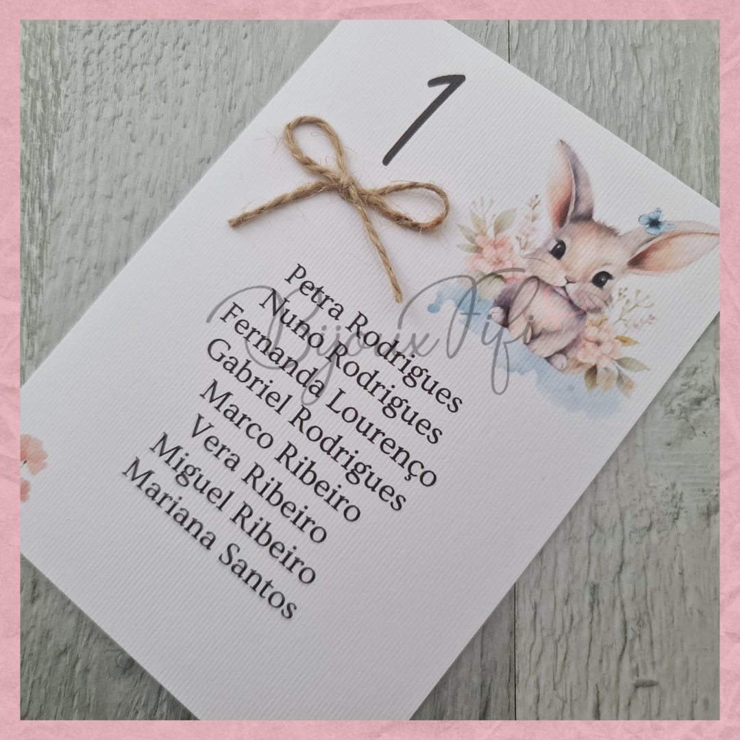 Cartões Seating Plan "Pretty Bunny"
