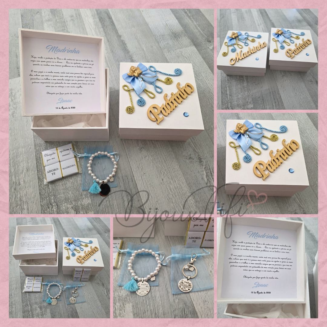 Caixa Oferta Padrinhos com Porta-Chaves - "Anjinho" (+cores)