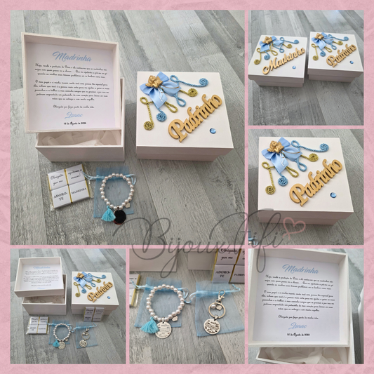 Caixa Oferta Padrinhos com Porta-Chaves - "Anjinho" (+cores)