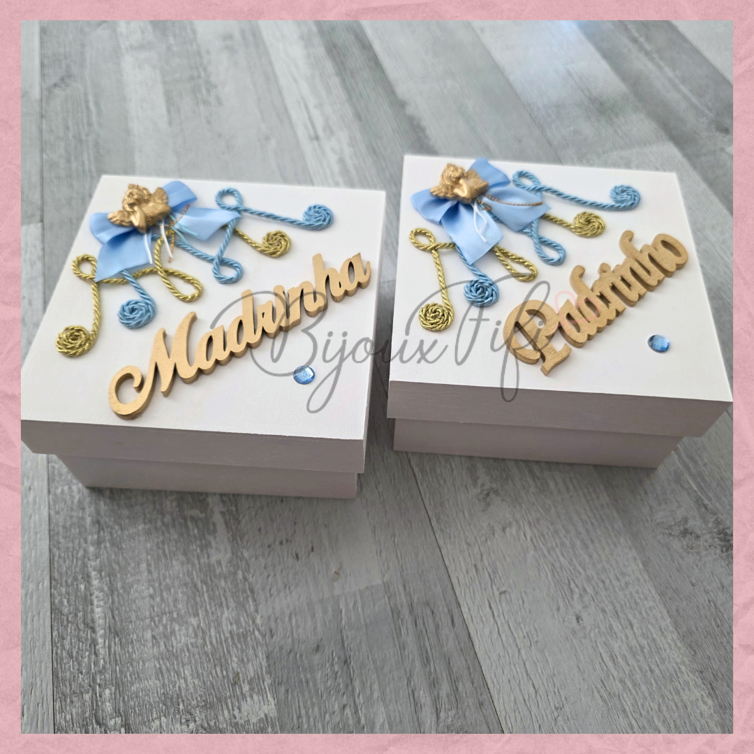 Caixa Oferta Padrinhos com Porta-Chaves - "Anjinho" (+cores)