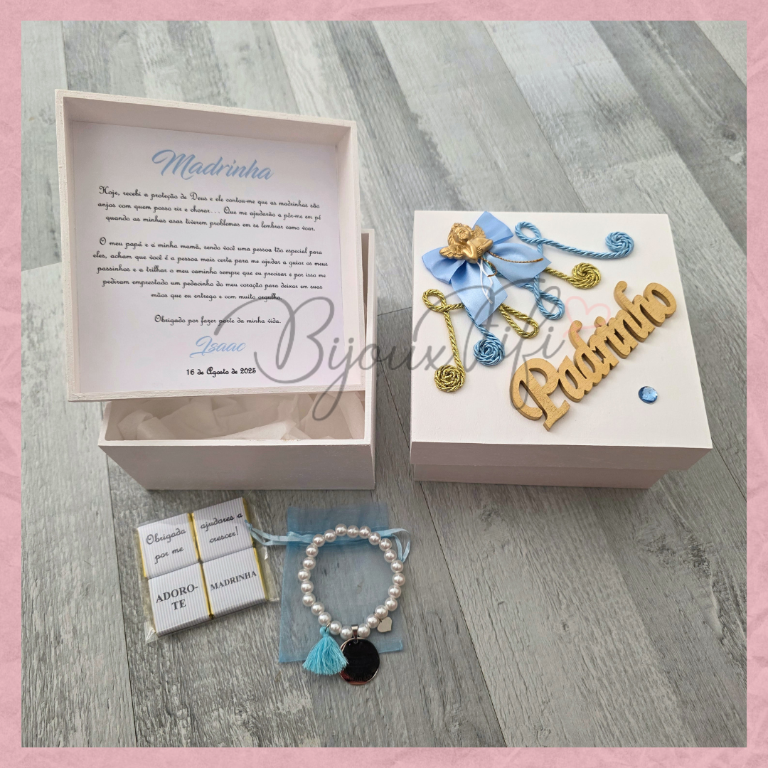 Caixa Oferta Padrinhos com Porta-Chaves - "Anjinho" (+cores)