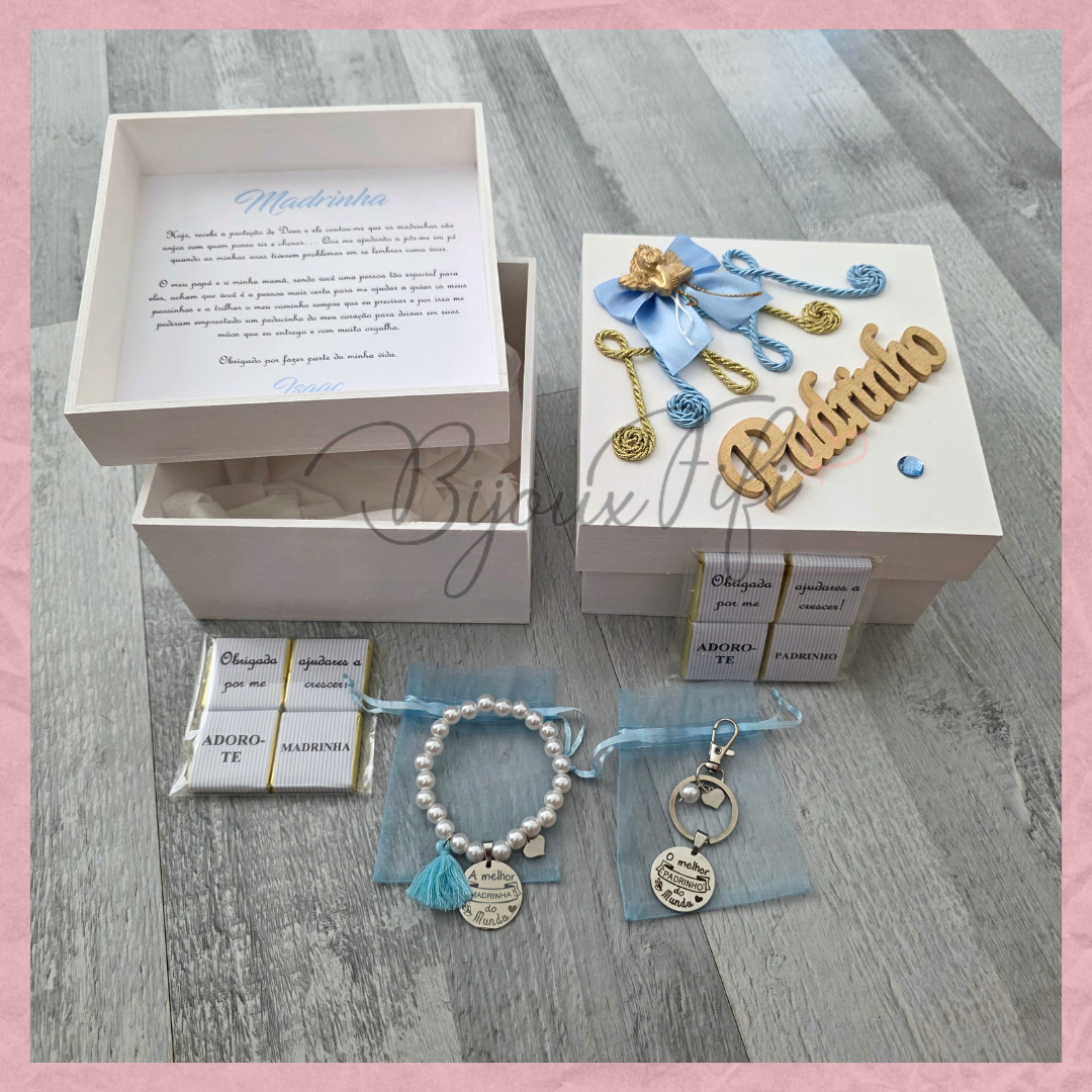 Caixa Oferta Padrinhos com Porta-Chaves - "Anjinho" (+cores)