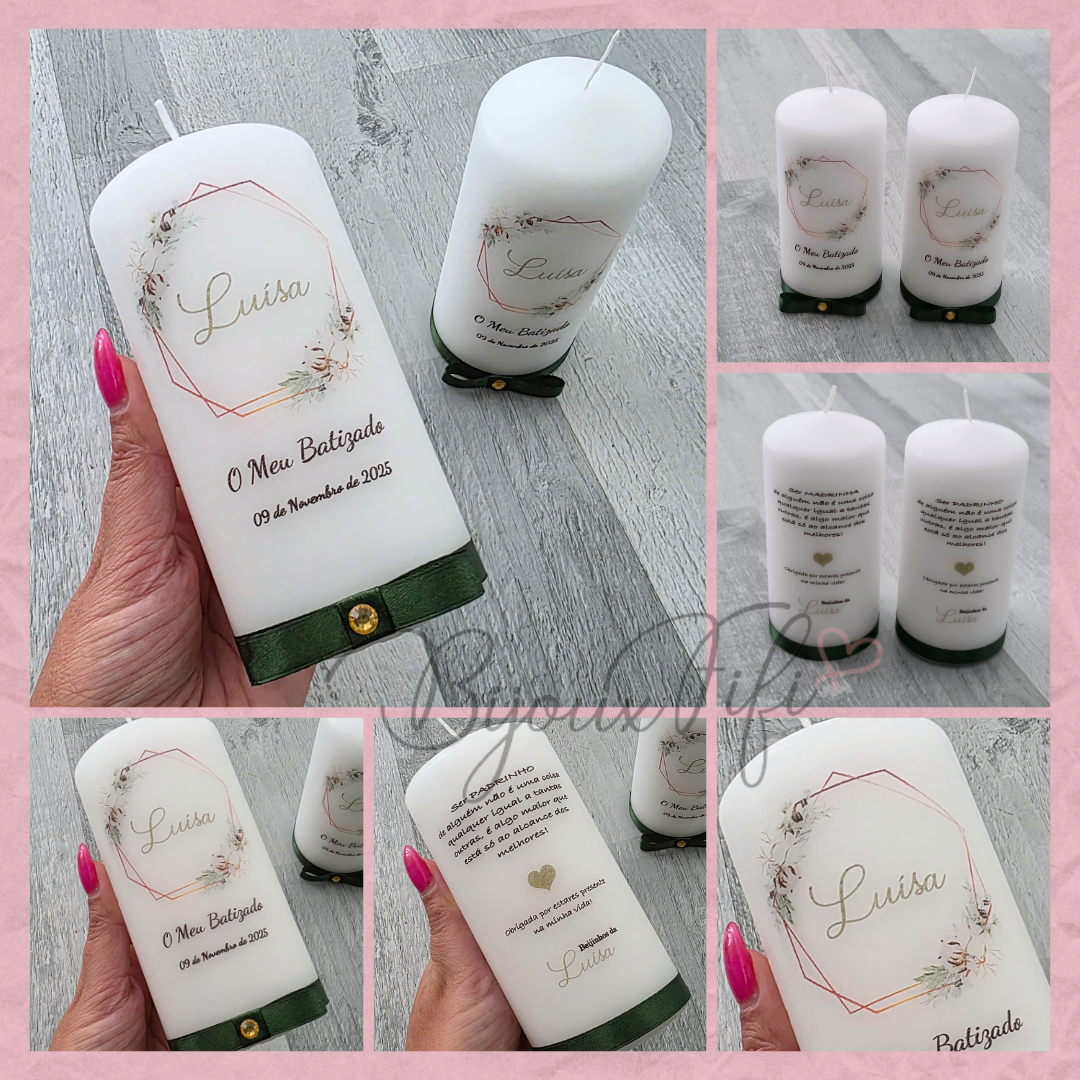 Vela com impressão/dedicatória "Pure Cotton"