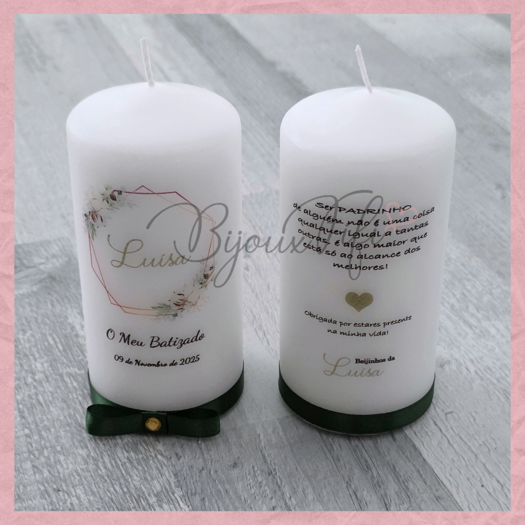 Vela com impressão/dedicatória "Pure Cotton"
