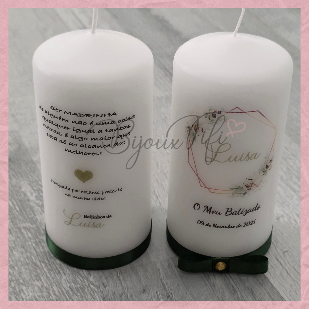 Vela com impressão/dedicatória "Pure Cotton"