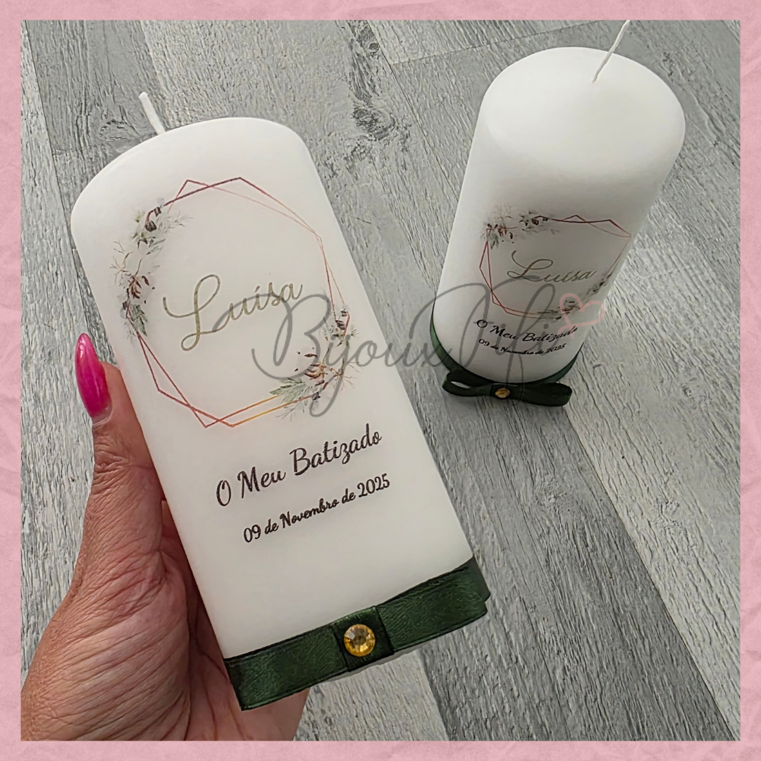 Vela com impressão/dedicatória "Pure Cotton"