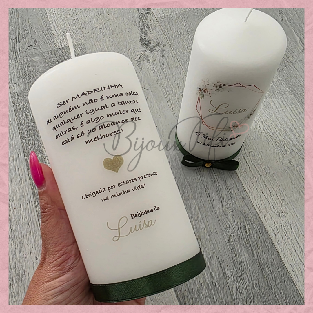 Vela com impressão/dedicatória "Pure Cotton"