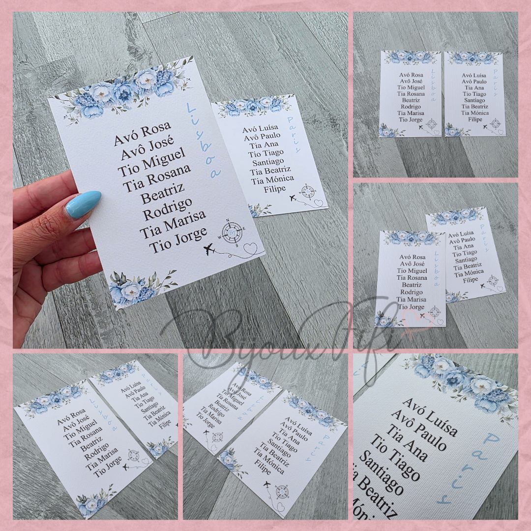 Cartões Seating Plan "Fly in the sky"