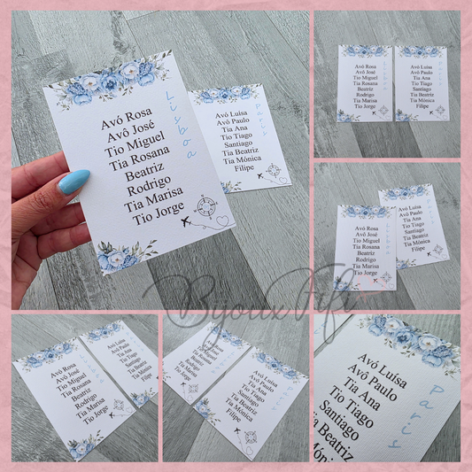 Cartões Seating Plan "Fly in the sky"